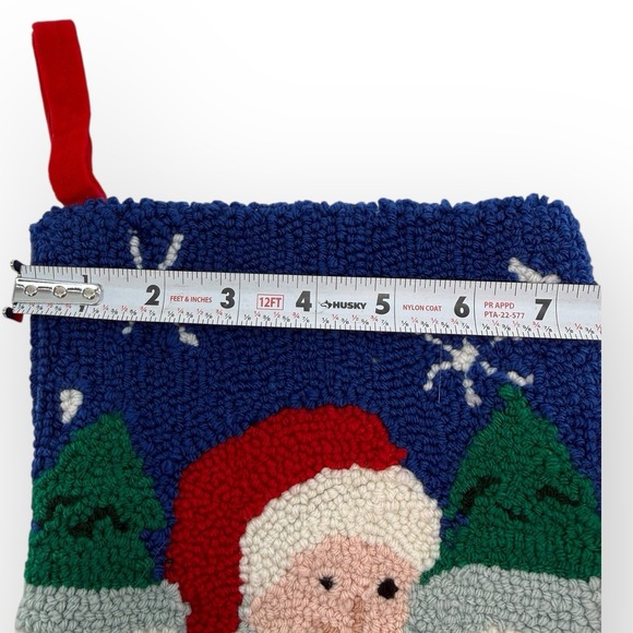 Vintage Needlepoint Santa Teddy Bear Starry Night Christmas Stocking Velvet Back - Picture 3 of 4